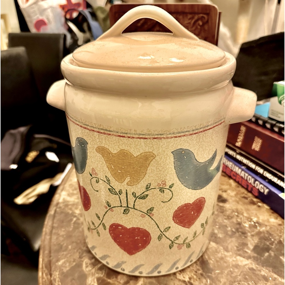 Extra large off white country cookie jar